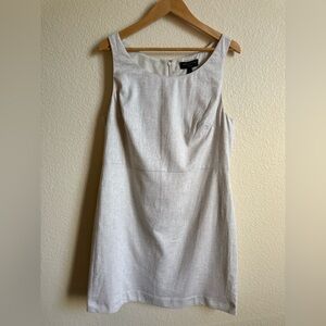 Banana Republic Linen Blend Sheath Dress Size 12 Neutral Sleeveless
